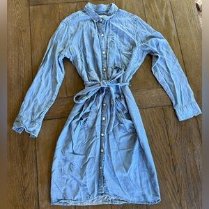 GAP Light Blue Denim Long Sleeve Shirt Dress